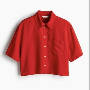 H&M Linen-Blend Tee - Red